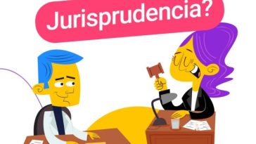 En la imagen se ve a dos personas en un estrados, un hombre y una mujer, en caricatura. En la parte de arriba está el logo de la Fiscalía y luego la frase en signo de interrogación que dice ¿qué es jurisprudencia)