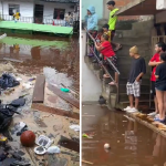 Inundaciones en en barrio Santa Cruz de Medellín por daño en tubo matriz de agua1