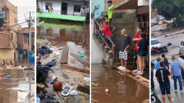 Inundaciones en en barrio Santa Cruz de Medellín por daño en tubo matriz de agua1