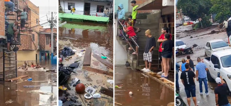 Inundaciones en en barrio Santa Cruz de Medellín por daño en tubo matriz de agua1