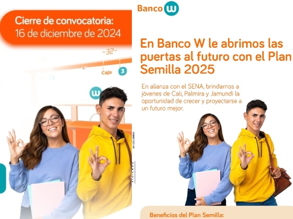 Banco W abre inscripciones para Plan Semilla: una oportunidad única para jóvenes bachilleres de Cali, Palmira y Jamundí