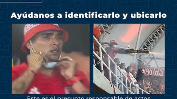 Difunden imagen del hombre que disparó pólvora con un arma en tribuna del estadio en Cali