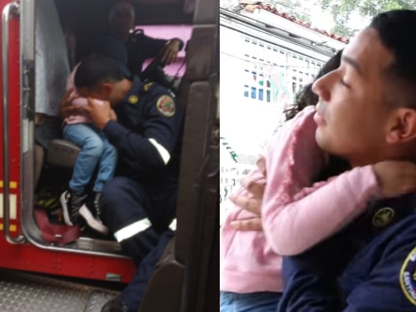 Entre lágrimas se desarrolló el emotivo encuentro entre los bomberos de Cali y Briana, la joven que sobrevivió a la tragedia en el barrio El Guabal