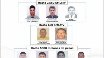 Policía revela  cartel de ‘Los más buscados’ en Colombia y ofrece millonarias recompensas