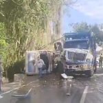 Reportan fuerte accidente de tránsito entre Lebrija y Bucaramanga, hay nueve heridos