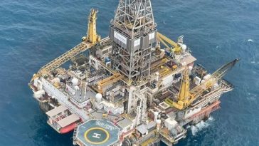 Plataforma sobre el pozo de gas Sirius II a 31 kilómetros de Dibulla mar adentro.