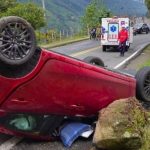 Una mujer lesionada dejó accidente de vehículo en la antigua vía Manizales – Chinchiná