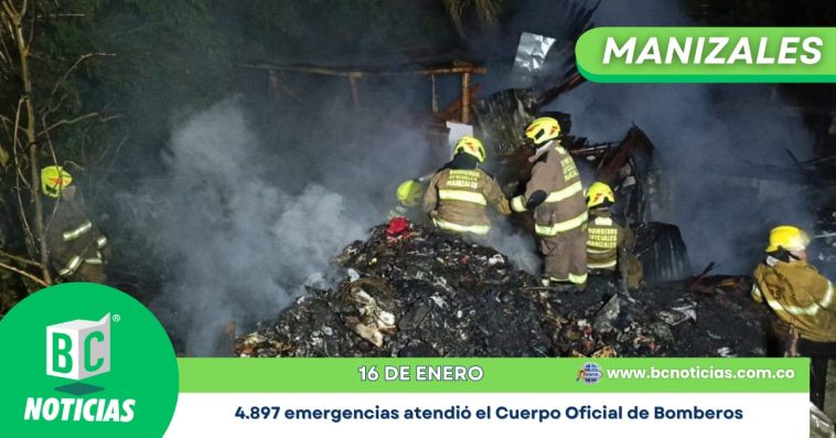 4.897 emergencias atendió el Cuerpo Oficial de Bomberos de Manizales en el 2024