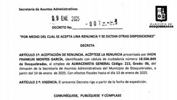 Alcalde Roberto Jiménez Naranjo comenzó a renovar su equipo de gobierno