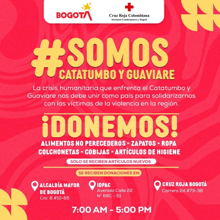 Así puede donar suministros básicos a las víctimas de la crisis humanitaria en Catatumbo y Guaviare desde Bogotá