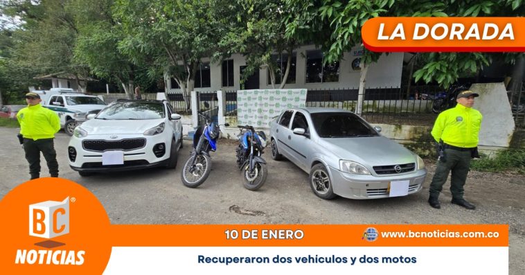 En La Dorada recuperaron dos vehículos y dos motos que aparecían como robados