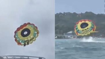 Video: pareja resulta herida tras accidente con parasail en San Andrés