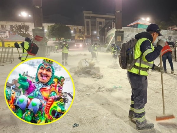 Limpieza en Carnaval de Negros y Blancos de Pasto.