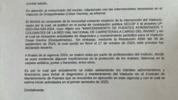 Mantenimiento del Viaducto se realizará en el primer semestre de 2025