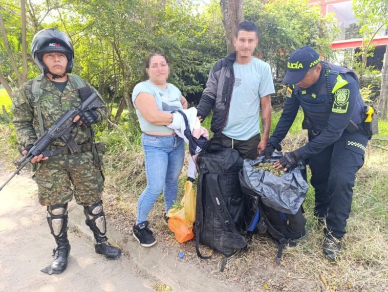 Pareja fue detenida con 20 kilos de marihuana en La Plata, Huila